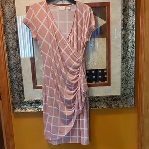 New York & Company Pink Ruched Wrap Dress